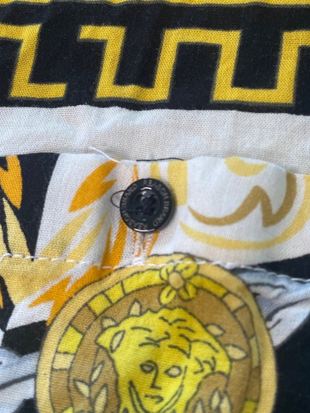 Reason Mens Patterned Button-Up Shirt With Gold & Black Medallion Design Size M - Picture 5 of 11